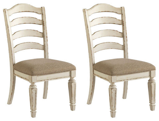 Realyn - Dining UPH Side Chair (Set of 2) - Ladderback - Chipped White – Chair Sets by Signature Design by Ashley® at Furniture Wholesale Plus , Nashville furniture store