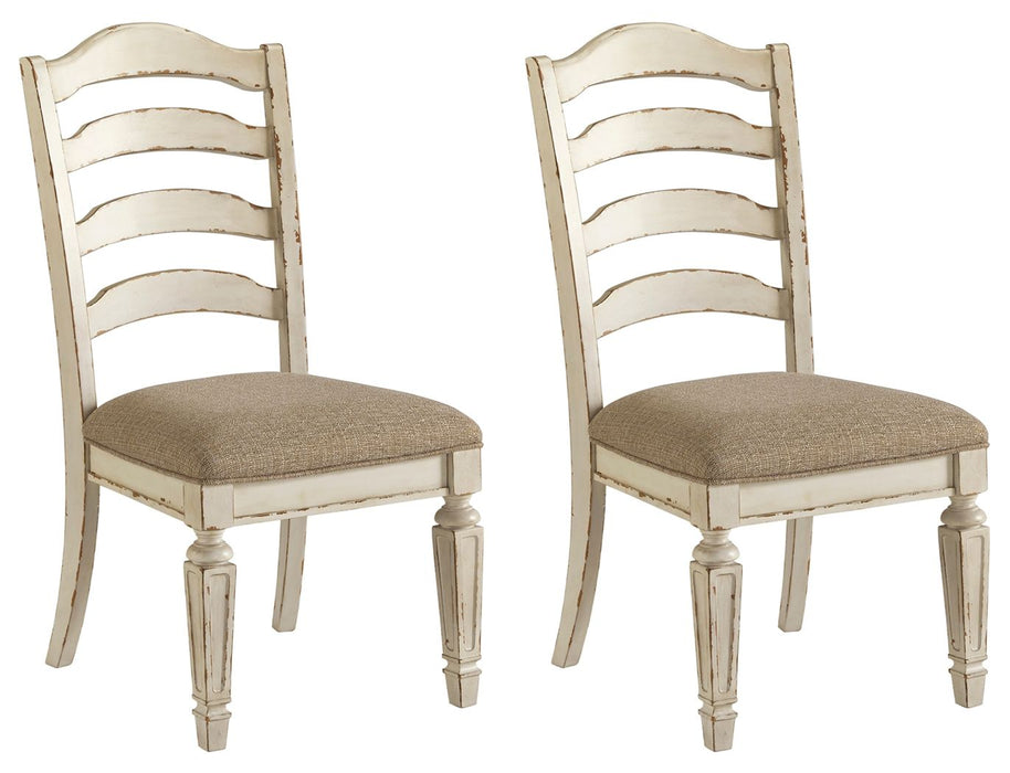 Realyn - Dining UPH Side Chair (Set of 2) - Ladderback - Chipped White – Chair Sets by Signature Design by Ashley® at Furniture Wholesale Plus , Nashville furniture store
