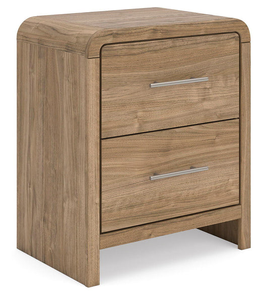 Gramburg - Two Drawer Night Stand - Warm Natural Brown – Nightstands w/ Charging Stations by Signature Design by Ashley® at Furniture Wholesale Plus , Nashville furniture store