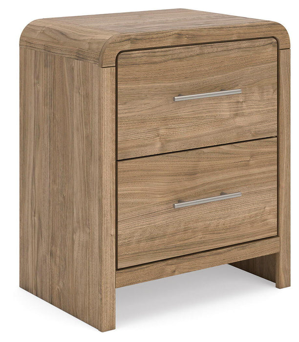 Gramburg - Two Drawer Night Stand - Warm Natural Brown – Nightstands w/ Charging Stations by Signature Design by Ashley® at Furniture Wholesale Plus , Nashville furniture store