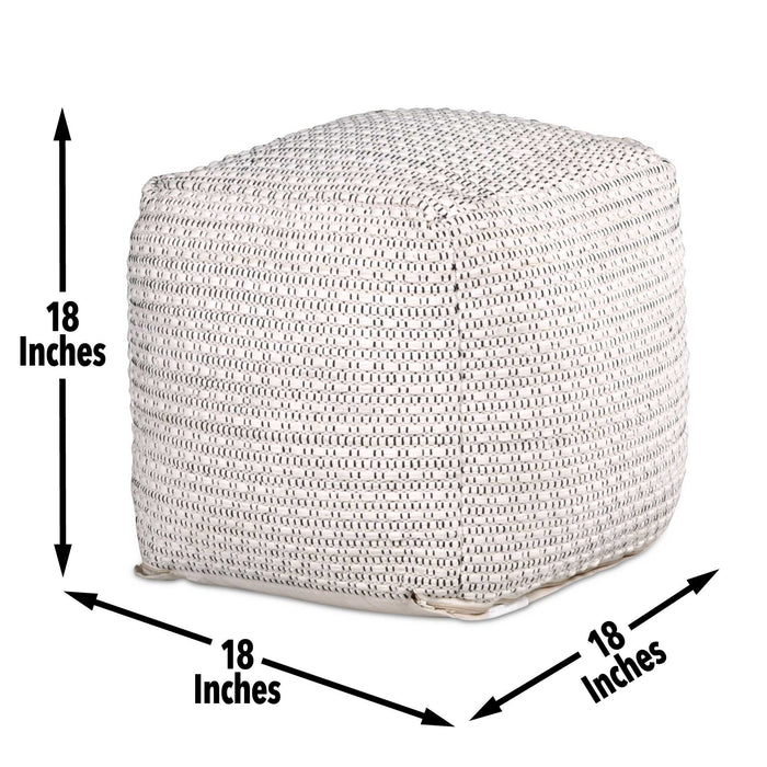 Hakim - Square Handwoven Woolen Pouf - White – Accent Poufs by Steve Silver Furniture at Furniture Wholesale Plus , Nashville furniture store