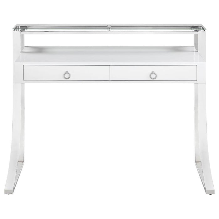 Gemma - 2-Drawer Writing Desk - White High Gloss - Premium Writing Desks from CoasterEssence - Just $569! Shop now at Furniture Wholesale Plus  We are the best furniture store in Nashville, Hendersonville, Goodlettsville, Madison, Antioch, Mount Juliet, Lebanon, Gallatin, Springfield, Murfreesboro, Franklin, Brentwood