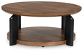 Kraeburn - Round Cocktail Table - Brown / Black – Coffee Tables by Signature Design by Ashley® at Furniture Wholesale Plus , Nashville furniture store