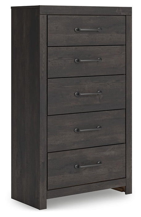 Hollivern - Five Drawer Chest - Dark Gray – Accent Chests by Signature Design by Ashley® at Furniture Wholesale Plus , Nashville furniture store