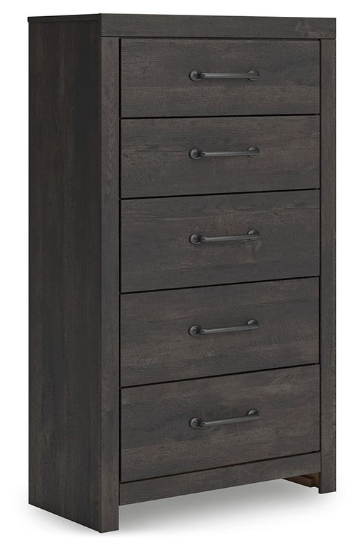 Hollivern - Five Drawer Chest - Dark Gray – Accent Chests by Signature Design by Ashley® at Furniture Wholesale Plus , Nashville furniture store