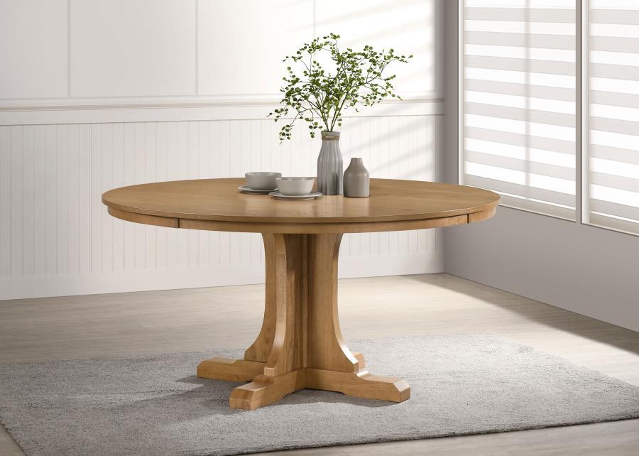 Hartville - 60" Round Dining Table - Natural Light Brown – Dining Tables by Coaster Fine Furniture at Furniture Wholesale Plus , Nashville furniture store