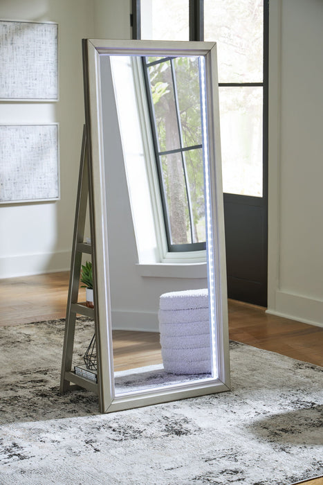 Evesen - Floor Standing Mirror With Storage - Champagne – Floor Mirrors by Signature Design by Ashley® at Furniture Wholesale Plus , Nashville furniture store