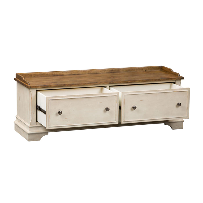 Morgan Creek - Storage Hall Bench - Antique White / Wirebrushed Tobacco Accents – Storage Benches by Liberty Furniture at Furniture Wholesale Plus , Nashville furniture store