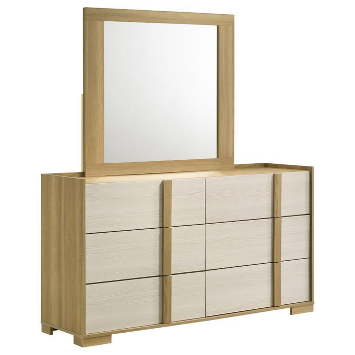 Hyland - 6-Drawer Dresser With Mirror - Natural – Dresser & Mirror by Coaster Fine Furniture at Furniture Wholesale Plus , Nashville furniture store