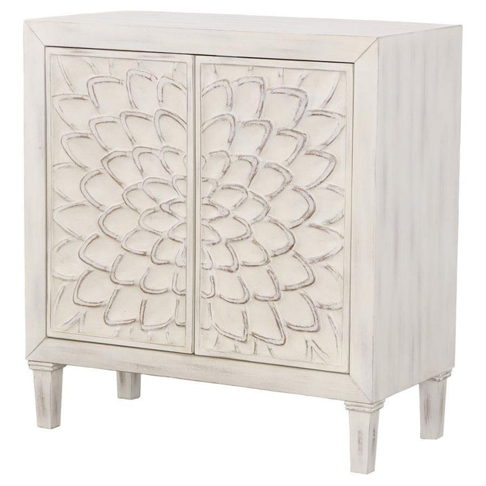 Clarkia - Accent Cabinet With Floral Carved Door - White – Accent Cabinets by CoasterElevations at Furniture Wholesale Plus , Nashville furniture store