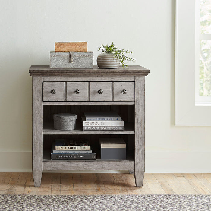 Heartland - 1 Drawer Nightstand With Charging Station - Antique White / Tobacco Tops – Nightstands w/ Charging Stations by Liberty Furniture at Furniture Wholesale Plus , Nashville furniture store