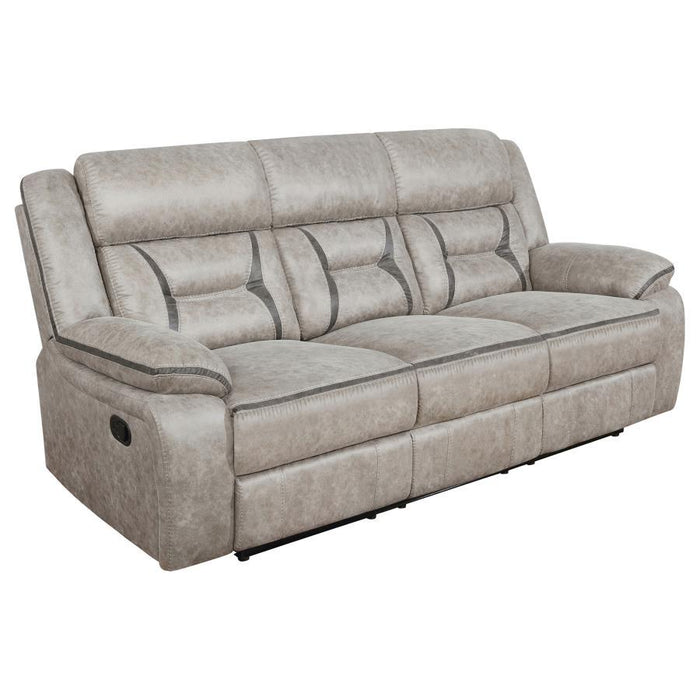 Greer - Upholstered Motion Reclining Sofa – Reclining Sofas by CoasterEveryday at Furniture Wholesale Plus , Nashville furniture store