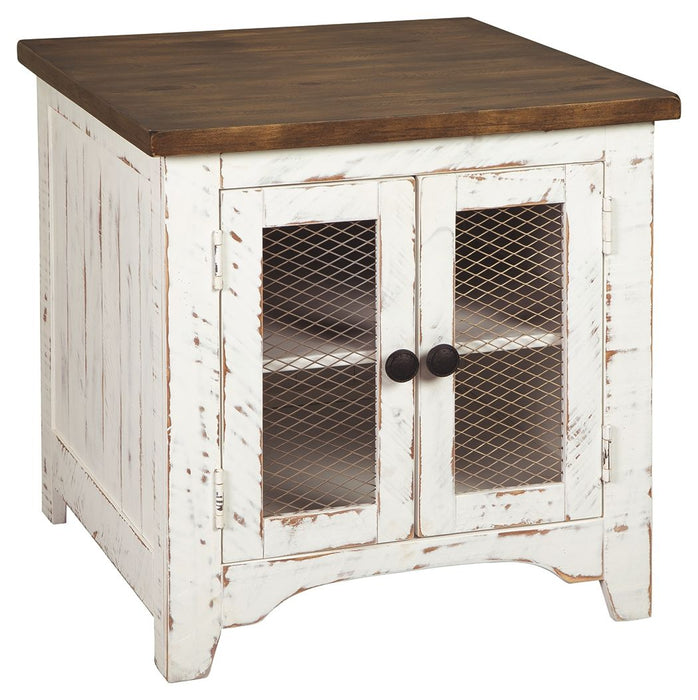 Wystfield - Rectangular End Table - 2 Doors - White / Brown – End Tables by Signature Design by Ashley® at Furniture Wholesale Plus , Nashville furniture store