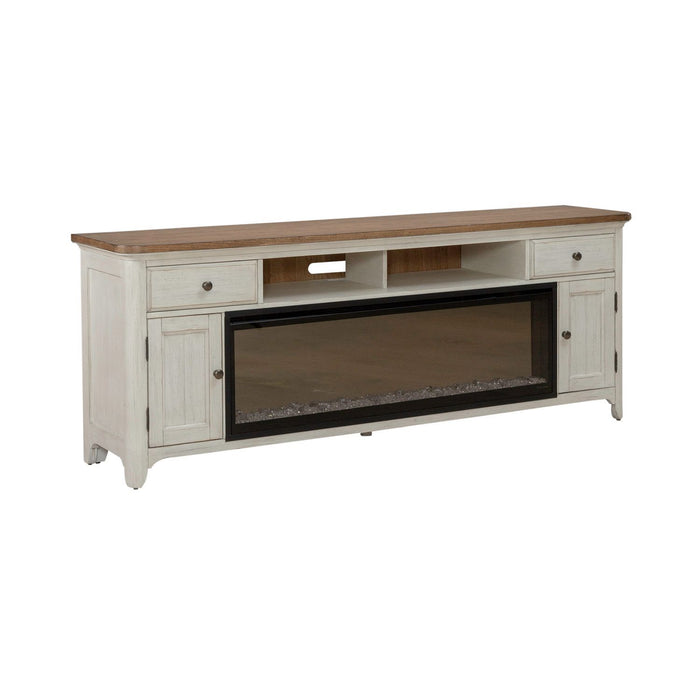 Fireplace TV Consoles - 652 80" Console With Fire FT - White – Fireplace TV Stands by Liberty Furniture at Furniture Wholesale Plus , Nashville furniture store