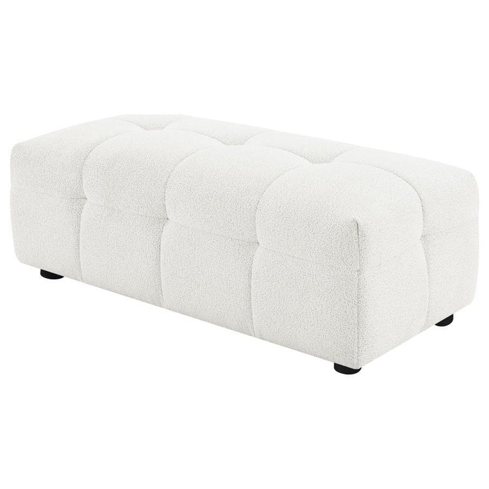 Everly - Boucle Upholstered Rectangular Ottoman - White – Upholstered Ottomans by Coaster Fine Furniture at Furniture Wholesale Plus , Nashville furniture store
