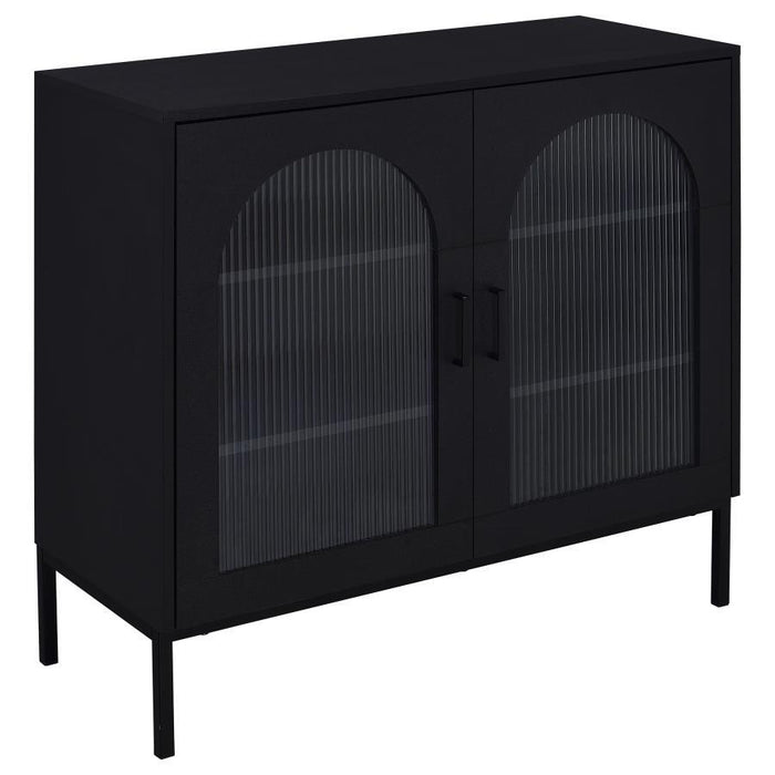 Jess - 2-Door Arched Fluted Glass Accent Cabinet - Black – Accent Cabinets by Coaster Fine Furniture at Furniture Wholesale Plus , Nashville furniture store