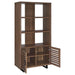 Maddox - 3-Shelf Cabinet Bookcase - Walnut – Standard Bookcases by CoasterEveryday at Furniture Wholesale Plus , Nashville furniture store
