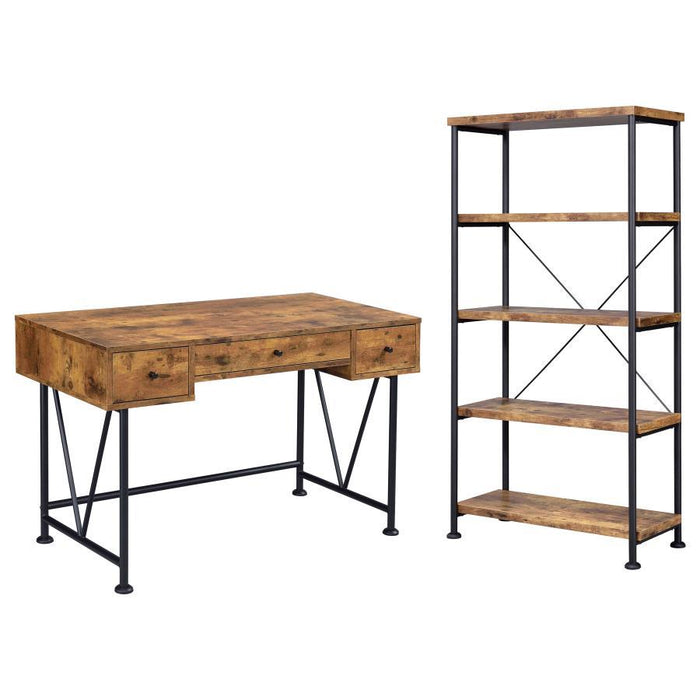 Analiese - 2 Piece Computer Desk Bookcase Set - Rustic Nutmeg - Premium 2 Piece Home Office Sets from CoasterEveryday - Just $529! Shop now at Furniture Wholesale Plus  We are the best furniture store in Nashville, Hendersonville, Goodlettsville, Madison, Antioch, Mount Juliet, Lebanon, Gallatin, Springfield, Murfreesboro, Franklin, Brentwood