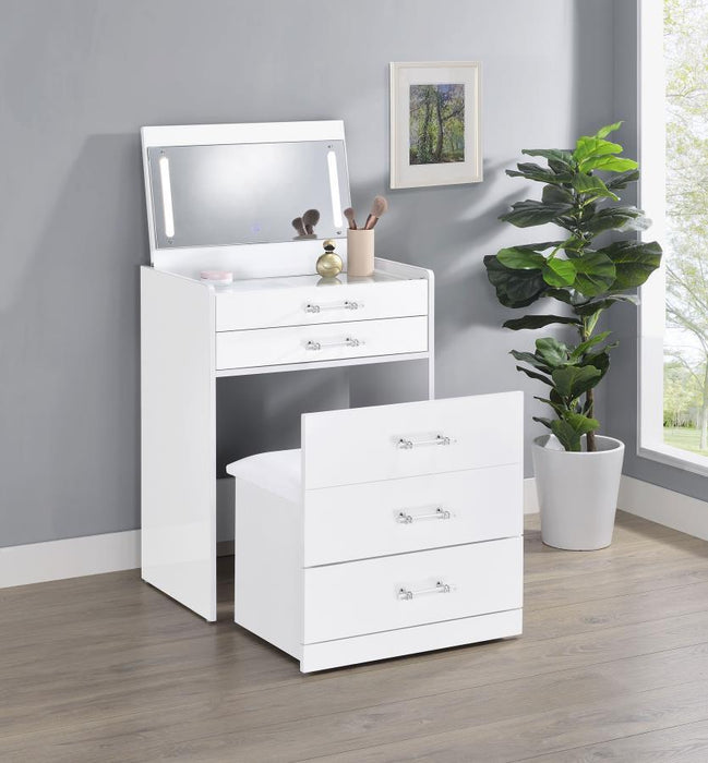 Danbury - 3-Drawer Makeup Vanity & Stool Set – Vanity Sets by Coaster Fine Furniture at Furniture Wholesale Plus , Nashville furniture store