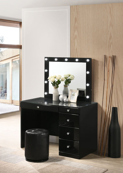 Morgan - Vanity Desk With Glass Top And Led Mirror – Vanities & Mirrors by Crown Mark at Furniture Wholesale Plus , Nashville furniture store