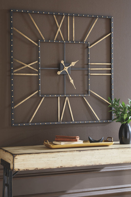 Thames - Black / Gold Finish - Wall Clock - Premium Wall Clocks from Signature Design by Ashley® - Just $138! Shop now at Furniture Wholesale Plus  We are the best furniture store in Nashville, Hendersonville, Goodlettsville, Madison, Antioch, Mount Juliet, Lebanon, Gallatin, Springfield, Murfreesboro, Franklin, Brentwood