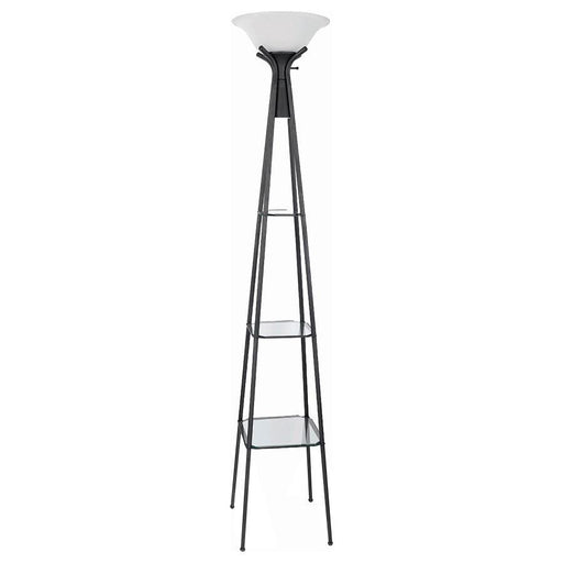 Gianni - 3-Shelf Frosted Torchiere Floor Lamp - Black - Premium Floor Lamps from CoasterEveryday - Just $169! Shop now at Furniture Wholesale Plus  We are the best furniture store in Nashville, Hendersonville, Goodlettsville, Madison, Antioch, Mount Juliet, Lebanon, Gallatin, Springfield, Murfreesboro, Franklin, Brentwood
