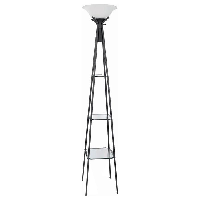 Gianni - 3-Shelf Frosted Torchiere Floor Lamp - Black - Premium Floor Lamps from CoasterEveryday - Just $169! Shop now at Furniture Wholesale Plus  We are the best furniture store in Nashville, Hendersonville, Goodlettsville, Madison, Antioch, Mount Juliet, Lebanon, Gallatin, Springfield, Murfreesboro, Franklin, Brentwood