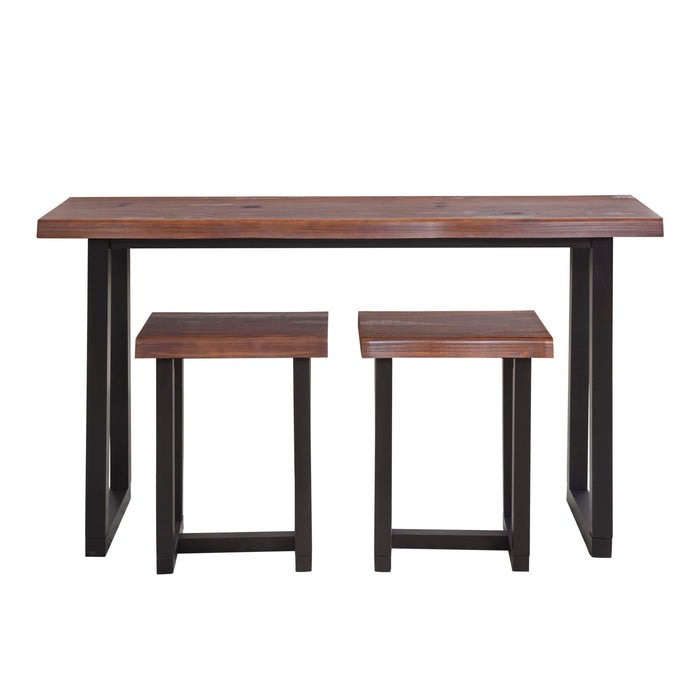Jennings - Live Edge 3 Piece Counter Dining Set - Brown – 3 Piece Dining Room Sets by Steve Silver Furniture at Furniture Wholesale Plus , Nashville furniture store