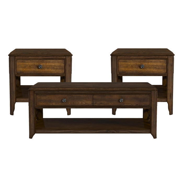 Phillipe - 3 Piece Occasional Table Set (Coffee Table & Two End Table) - Cherry – Table Sets by Elements International at Furniture Wholesale Plus , Nashville furniture store