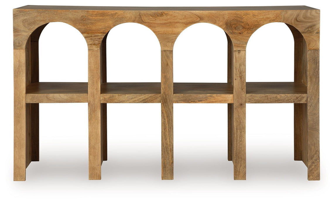 Luzmanacy - Console Sofa Table - Natural Brown – Sofa Tables by Signature Design by Ashley® at Furniture Wholesale Plus , Nashville furniture store