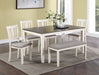 Rowan - 6 Piece Dinette Set With Bench - White – 6 Piece Dining Room Sets by Crown Mark at Furniture Wholesale Plus , Nashville furniture store