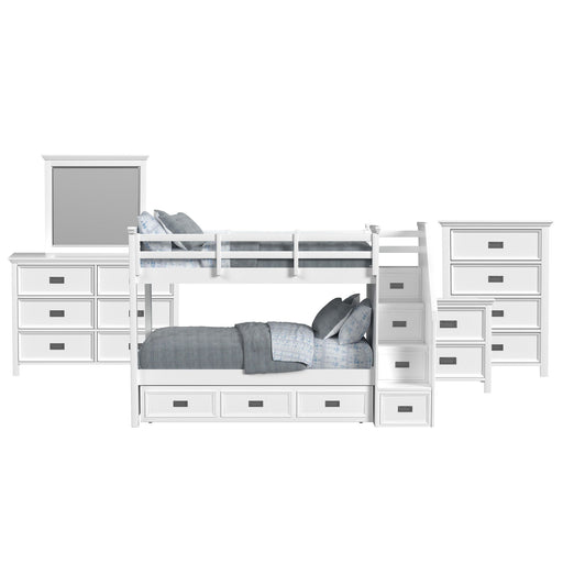Hampton Kids - Bunk With Staircase And Trundle Bedroom Set – 3 Piece Bedroom Sets by Elements International at Furniture Wholesale Plus , Nashville furniture store