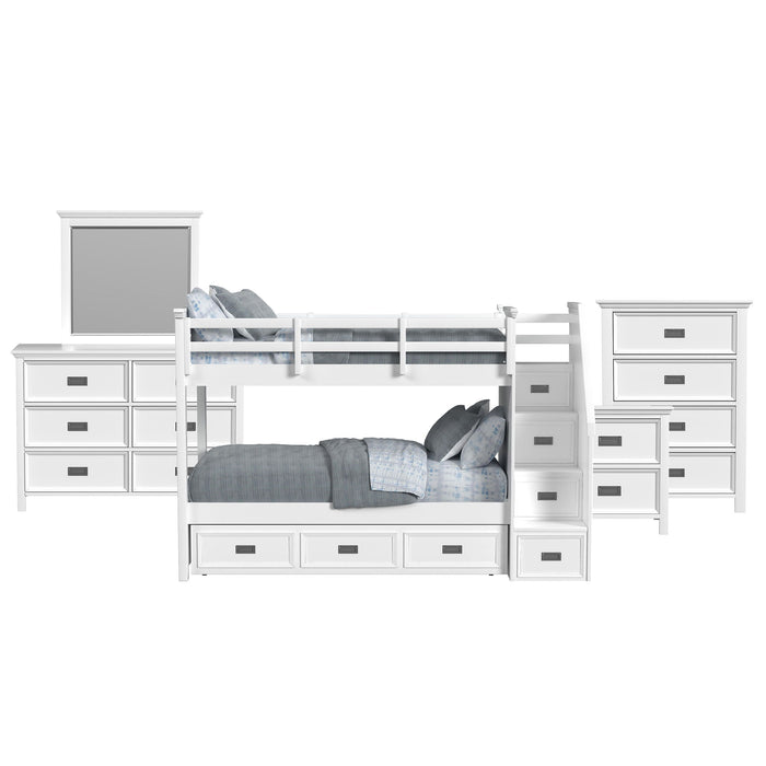 Hampton Kids - Bunk With Staircase And Trundle Bedroom Set – 3 Piece Bedroom Sets by Elements International at Furniture Wholesale Plus , Nashville furniture store
