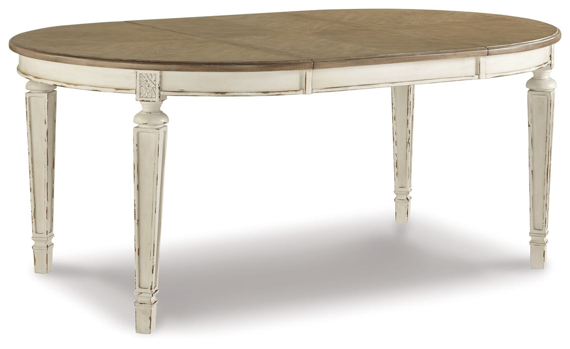 Realyn - Oval Dining Room Extension Table - Chipped White – Dining Tables with Extensions by Signature Design by Ashley® at Furniture Wholesale Plus , Nashville furniture store