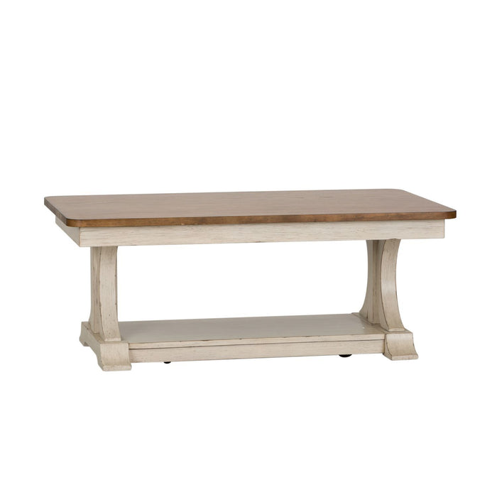 Farmhouse Reimagined - 3 Piece Table Set (1 Cocktail 2 End Tables) - Antique White / Chestnut Tops – Table Sets by Liberty Furniture at Furniture Wholesale Plus , Nashville furniture store
