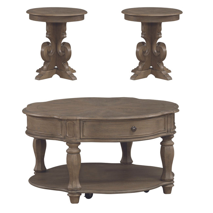 Magnolia Manor - 3 Piece Table Set (Round End Table) - Weathered Bisque – Table Sets by Liberty Furniture at Furniture Wholesale Plus , Nashville furniture store