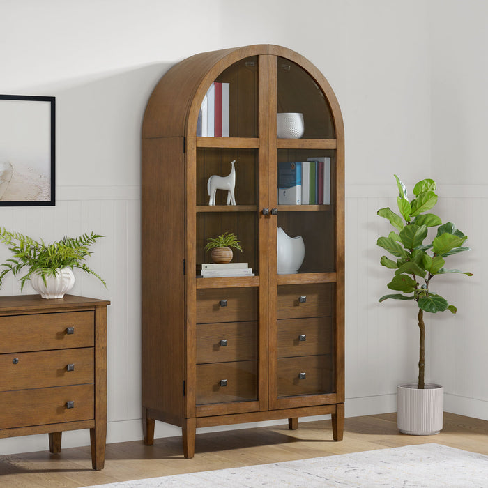 Portico - Display Cabinet - Brown Oak – Display Cabinets by Elements International at Furniture Wholesale Plus , Nashville furniture store