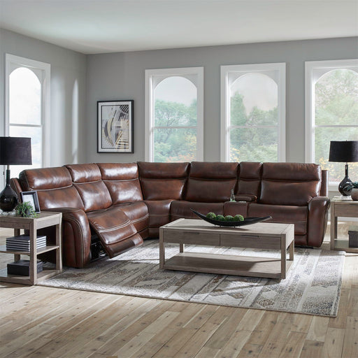 Blair - 6 Piece Sectional - Cognac – Reclining Sectionals by Liberty Furniture at Furniture Wholesale Plus , Nashville furniture store