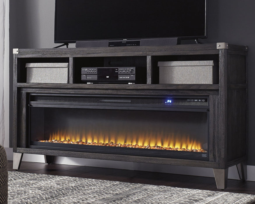 Todoe - 2 Pc. - 65" TV Stand With Wide Fireplace Insert - Gray – Fireplace TV Stands by Signature Design by Ashley® at Furniture Wholesale Plus , Nashville furniture store