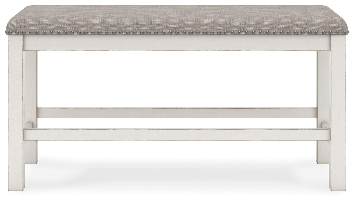 Robbinsdale - Dbl Counter Height Upholstered Dining Bench - Antique White – Counter Benches by Signature Design by Ashley® at Furniture Wholesale Plus , Nashville furniture store