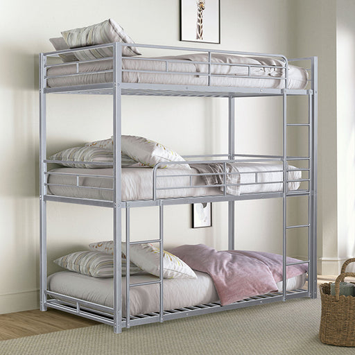 Felgu Triple Twin Metal Bunkbed - Premium Bunk Bed from FOA East - Just $349.05! Shop now at Furniture Wholesale Plus  We are the best furniture store in Nashville, Hendersonville, Goodlettsville, Madison, Antioch, Mount Juliet, Lebanon, Gallatin, Springfield, Murfreesboro, Franklin, Brentwood