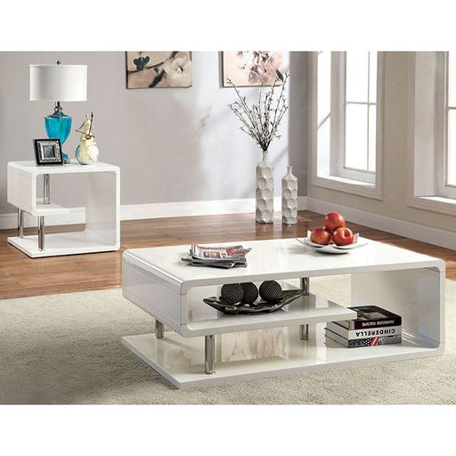 Ninove I White/Chrome Coffee Table - Premium Cocktail Table from FOA East - Just $368.55! Shop now at Furniture Wholesale Plus  We are the best furniture store in Nashville, Hendersonville, Goodlettsville, Madison, Antioch, Mount Juliet, Lebanon, Gallatin, Springfield, Murfreesboro, Franklin, Brentwood