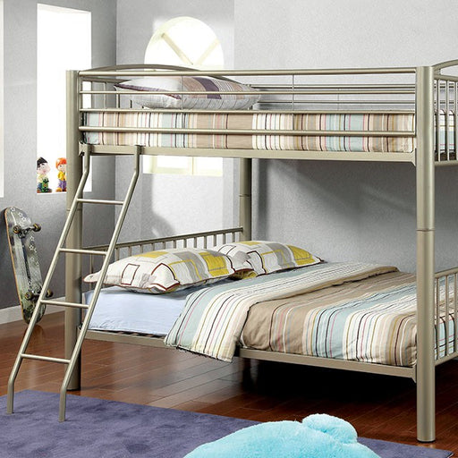 Lovia Metallic Gold Full/Full Bunk Bed - Premium Bunk Bed from FOA East - Just $661.05! Shop now at Furniture Wholesale Plus  We are the best furniture store in Nashville, Hendersonville, Goodlettsville, Madison, Antioch, Mount Juliet, Lebanon, Gallatin, Springfield, Murfreesboro, Franklin, Brentwood