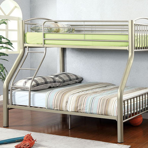 Lovia Metallic Gold Twin/Full Bunk Bed - Premium Bunk Bed from FOA East - Just $641.55! Shop now at Furniture Wholesale Plus  We are the best furniture store in Nashville, Hendersonville, Goodlettsville, Madison, Antioch, Mount Juliet, Lebanon, Gallatin, Springfield, Murfreesboro, Franklin, Brentwood