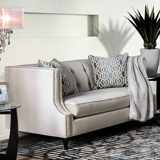 Tegan Beige/Light Blue Love Seat - Premium Loveseat from FOA East - Just $1483.95! Shop now at Furniture Wholesale Plus  We are the best furniture store in Nashville, Hendersonville, Goodlettsville, Madison, Antioch, Mount Juliet, Lebanon, Gallatin, Springfield, Murfreesboro, Franklin, Brentwood