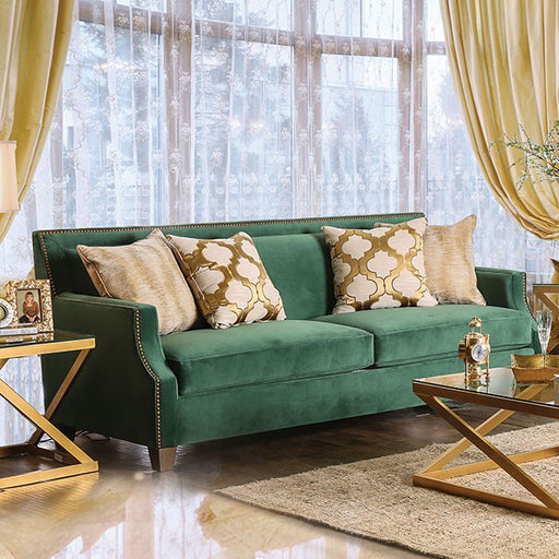 VERDANTE Emerald Green/Gold Sofa - Premium Sofa from FOA East - Just $1948.05! Shop now at Furniture Wholesale Plus  We are the best furniture store in Nashville, Hendersonville, Goodlettsville, Madison, Antioch, Mount Juliet, Lebanon, Gallatin, Springfield, Murfreesboro, Franklin, Brentwood