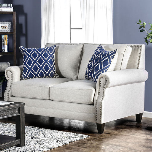 Giovanni Beige/Blue Love Seat - Premium Loveseat from FOA East - Just $1682.85! Shop now at Furniture Wholesale Plus  We are the best furniture store in Nashville, Hendersonville, Goodlettsville, Madison, Antioch, Mount Juliet, Lebanon, Gallatin, Springfield, Murfreesboro, Franklin, Brentwood