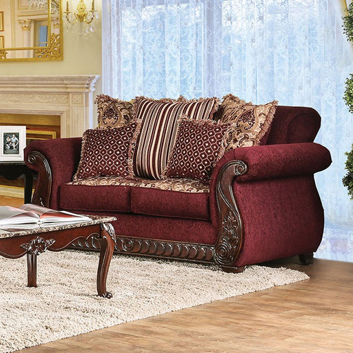 TABITHA Wine Love Seat, Wine - Premium Loveseat from FOA East - Just $1560! Shop now at Furniture Wholesale Plus  We are the best furniture store in Nashville, Hendersonville, Goodlettsville, Madison, Antioch, Mount Juliet, Lebanon, Gallatin, Springfield, Murfreesboro, Franklin, Brentwood