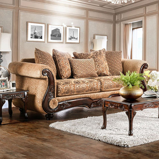 NICANOR Tan/Gold Sofa - Premium Sofa from FOA East - Just $1402.05! Shop now at Furniture Wholesale Plus  We are the best furniture store in Nashville, Hendersonville, Goodlettsville, Madison, Antioch, Mount Juliet, Lebanon, Gallatin, Springfield, Murfreesboro, Franklin, Brentwood