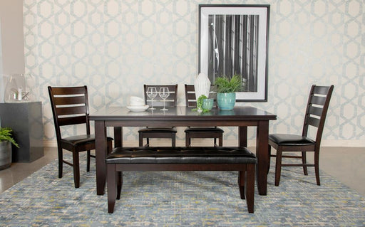 102721 S6 6 PC SET (TBL+4SIDE+BENCH) - Premium Dining Room Set from Coaster Z2 Standard - Just $918! Shop now at Furniture Wholesale Plus  We are the best furniture store in Nashville, Hendersonville, Goodlettsville, Madison, Antioch, Mount Juliet, Lebanon, Gallatin, Springfield, Murfreesboro, Franklin, Brentwood
